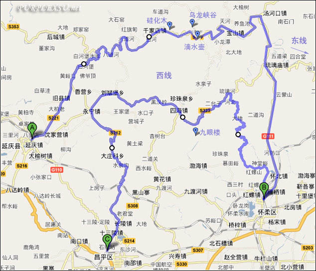 白河峡谷西线自驾路线图